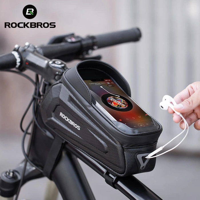 Sakwa rowerowa Rockbros B68 na ramę pancerna z pokrowcem na telefon 1.5l - czarna