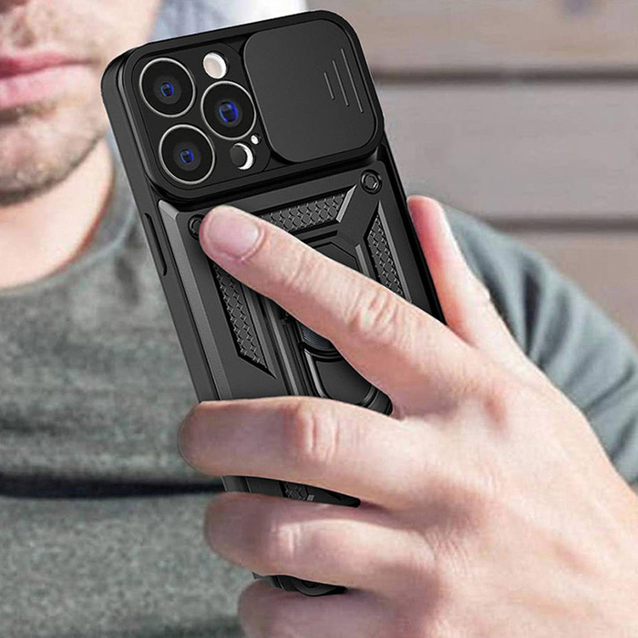 Etui Hybrid Armor Camshield etui Huawei nova Y90 pancerny pokrowiec z osłoną na aparat czarne Case