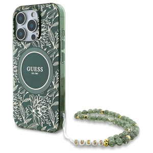 Guess GUHMP16XHCPOFPA iPhone 16 Pro Max   6.9" zielony/green hardcase IML Flowers Allover Electro With Pearl Strap MagSafe