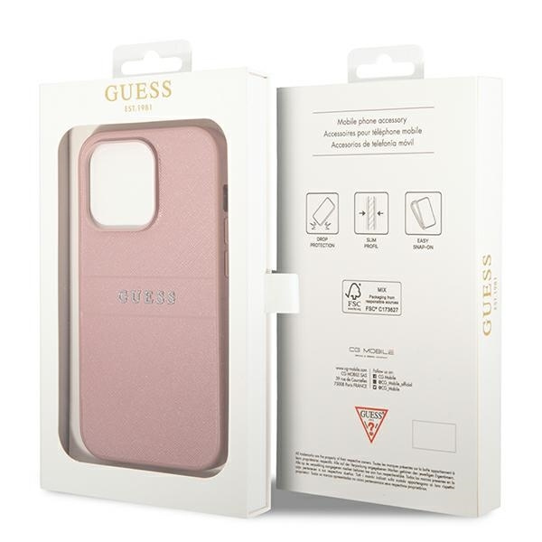 Etui GUESS Apple iPhone 14 Pro Max Saffiano Strap Różowy Case