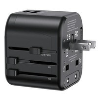 USAMS Ład. siec. 2xUSB T55 12W adapter 4w1 US/AU/EU/UK czarny/black CC173TC01 (US-CC173) Univesal Travel Charger