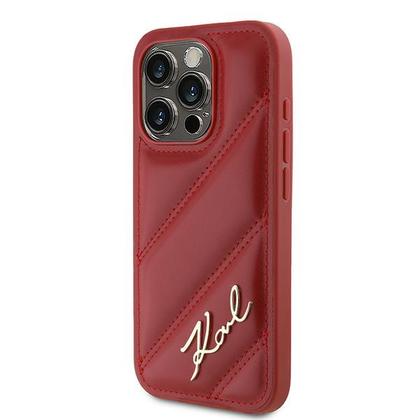 Karl Lagerfeld KLHCP15XPQDSMGR iPhone 15 Pro Max 6.7" czerwony/red hardcase Diagonal Quilted Script