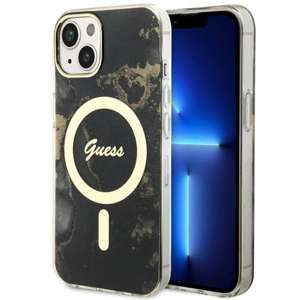 Etui Guess GUHMP14MHTMRSK iPhone 14 Plus 6.7" czarny/black hardcase Golden Marble MagSafe Case