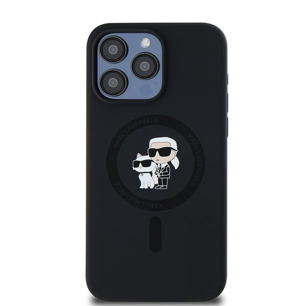 Etui Karl Lagerfeld KLHMP15XSCMKCRHK iPhone 15 Pro Max 6.7" czarny/black hardcase Silicone Karl & Choupette Ring MagSafe