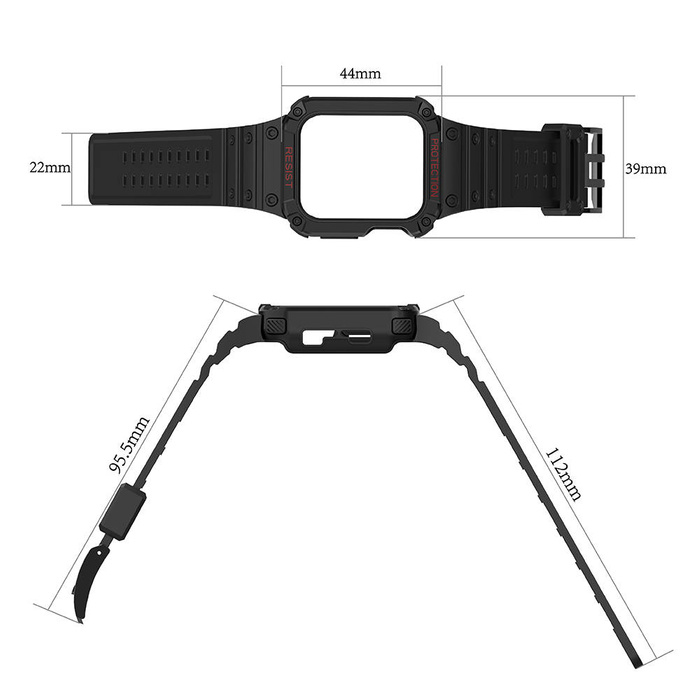 Protect Strap Band opaska z etui do Watch 7 / 6 / 5 / 4 / 3 / 2 / SE (45 / 44 / 42mm) obudowa pancerny pokrowiec na zegarek zielony