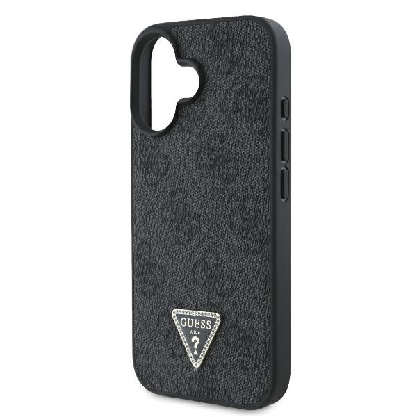 Etui Guess iPhone 16 6.1" czarny/black hardcase Leather 4G Triangle Strass MagSafe