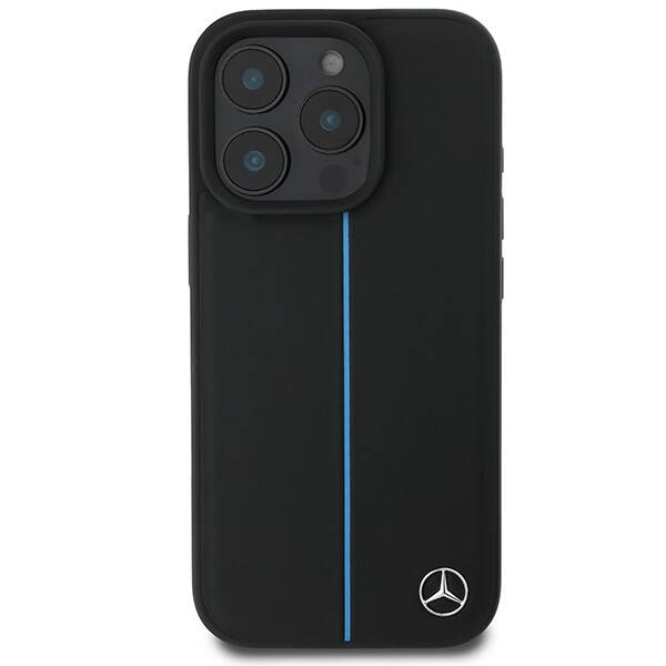 Etui Mercedes iPhone 16 Pro  6.3" czarny/black hardcase MB Blue Line Leather MagSafe