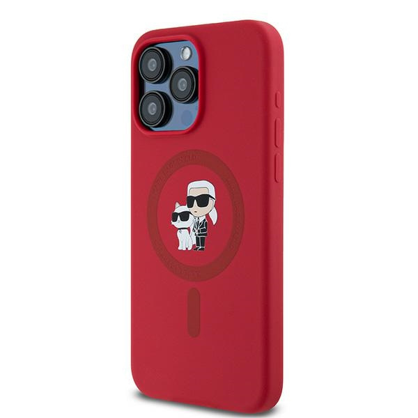 Etui Karl Lagerfeld KLHMP15XSCMKCRHR iPhone 15 Pro Max 6.7" czerwony/red hardcase Silicone Karl & Choupette Ring MagSafe