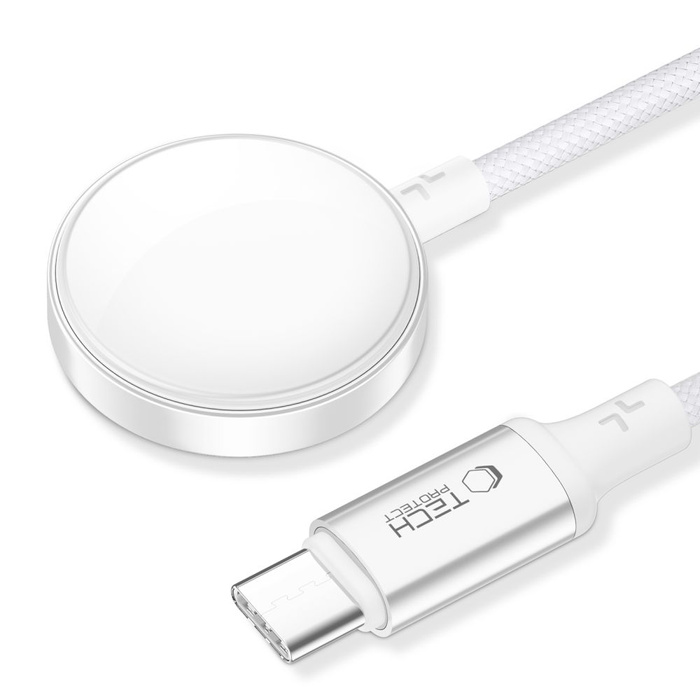 TECH-PROTECT MC02 ULTRABOOST MAGNETIC CHARGER TYPE-C CABLE 100CM APPLE WATCH WHITE