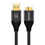 Kabel Pleciony USAMS USB 3.0 MicroUSB B Do Dysku Zewnętrznego 1m Czarny