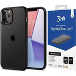 SPIGEN Ultra Hybrid iPhone 12 / 12 Pro Etui Matte Black Czarne Case + Szkło 3MK Flexible Glass Lite