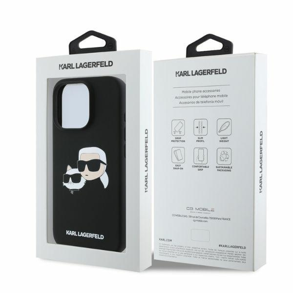 Etui Karl Lagerfeld iPhone 16 Pro Max czarny/black HC MagSafe Sil Double Heads Print