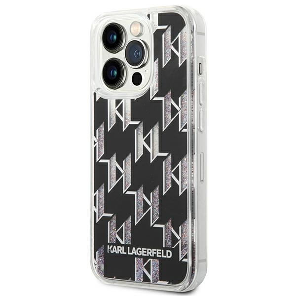 Etui KARL LAGERFELD Apple iPhone 14 Pro Liquid Glitter Monogram Czarny Hardcase