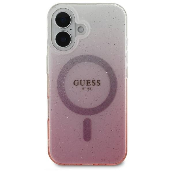 Etui Guess iPhone 16 Plus 6.7" różowy/pink hardcase IML Glitter Gradient MagSafe