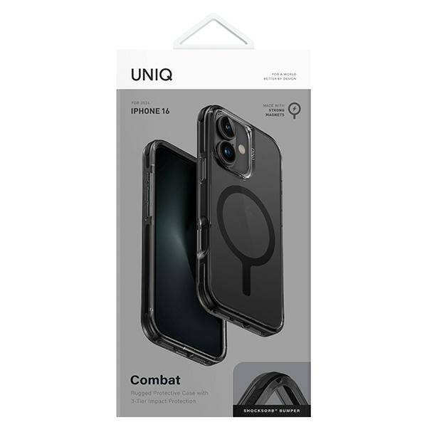 Etui UNIQ Combat iPhone 16 6.1" Magclick Charging czarny/carbon black