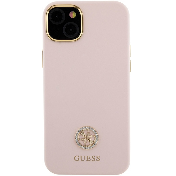 Etui Guess GUHCP15M4DGPP iPhone 15 Plus 6.7" jasnoróżowy/pink hardcase Silicone Logo Strass 4G Case