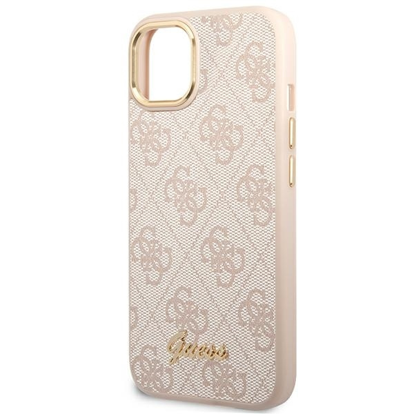 Etui GUESS Apple iPhone 14 4G Vintage Gold Logo Różowy Hardcase