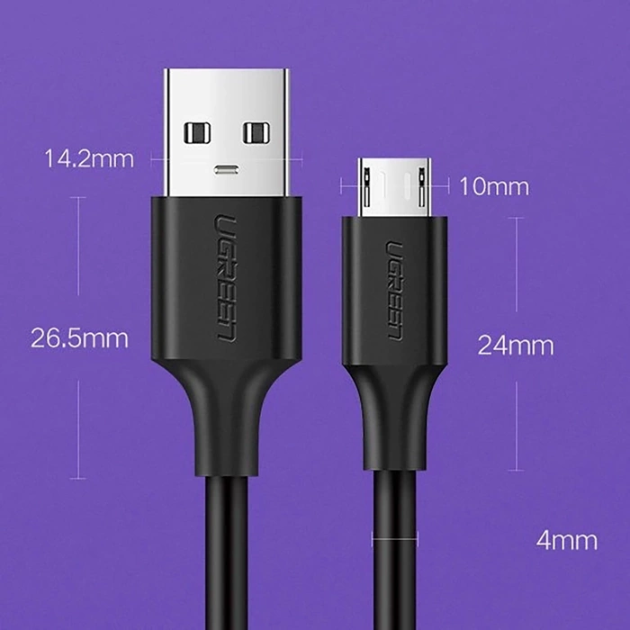 Kabel UGREEN USB-A Micro USB QuickCharge 3.0 2.4A 0.5m Czarny