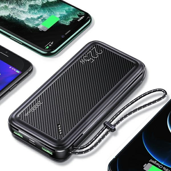 USAMS Powerbank PB60 20000mAh 22.5W 2xQC3.0+PD Fast Charge czarny/black 20KCD16801 (US-CD168)