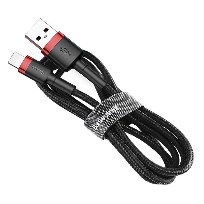 Kabel Lightning USB BASEUS Cafule 2,4A 1m czarno-czerwony