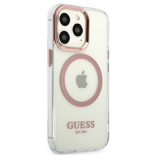 Etui GUESS Apple iPhone 13 13 Pro Metal Outline Magsafe Różowy Hardcase