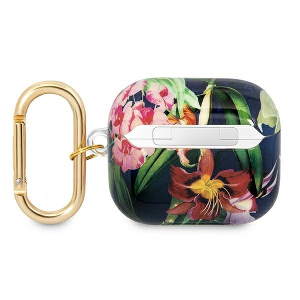 Etui GUESS Apple AirPods 3 Cover Flower Strap Collection Niebieski Case