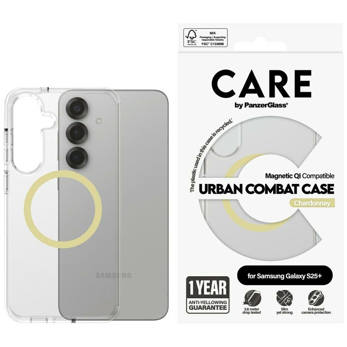 Etui CARE by PanzerGlass Flagship Urban   Combat Chardonnay QI do Samsung Galaxy S25+ przezroczysty