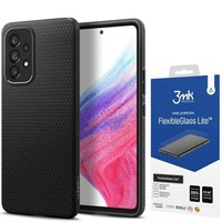 Spigen A53 5G Liquid Air ETUI Matte Black + Szkło 3MK Flexible Glass Lite