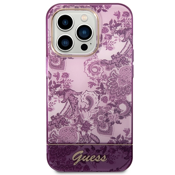 Etui GUESS Apple iPhone 14 Pro Max Porcelain Collection Różowy Fuksja Hardcase