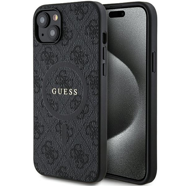 Etui Guess GUHMP14SG4GFRK iPhone 14 / 15 / 13 6.1" czarny/black hardcase 4G Collection Leather Metal Logo MagSafe Case