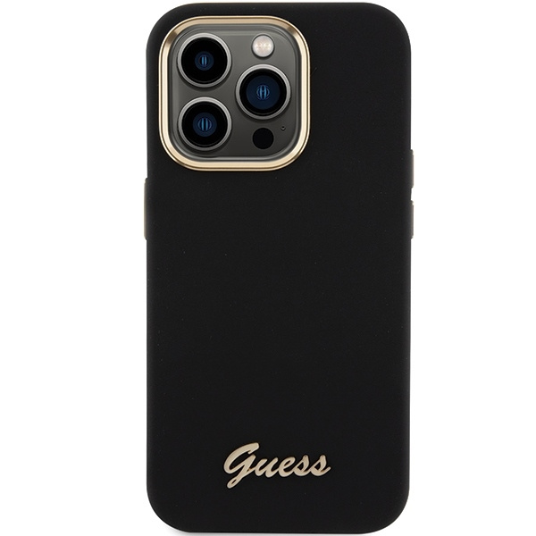 Etui Guess GUHCP15XSMBSLK iPhone 15 Pro Max 6.7" czarny/black hardcase Silicone Script Metal Logo & Frame Case