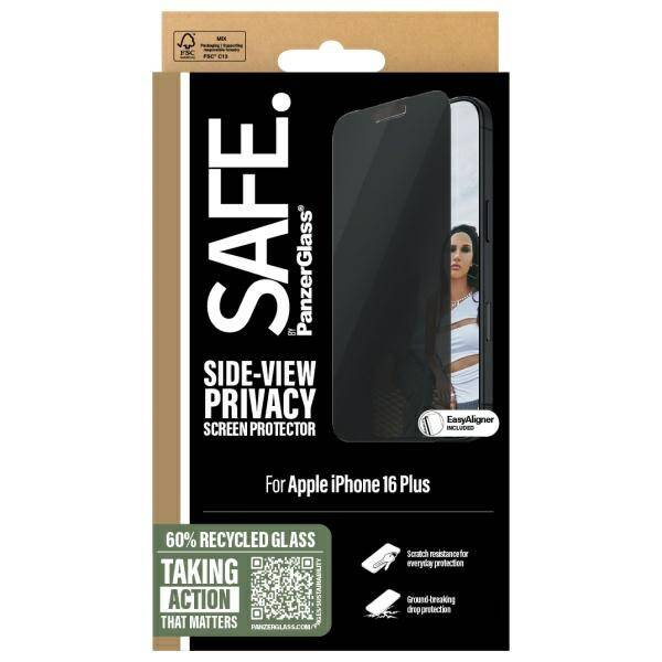 SAFE by PanzerGlass iPhone 16 Plus 6.7" Privacy Screen Protector Ultra-Wide Fit SAFEP95877