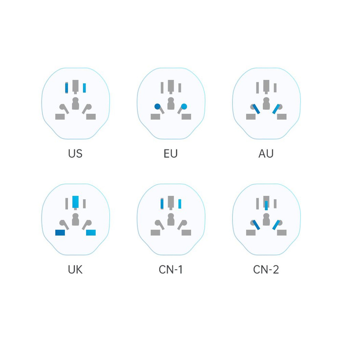 TECH-PROTECT UNIVERSAL TRAVEL ADAPTER FROM EU WHITE