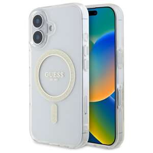 Etui Guess iPhone 16 Plus przeźroczysty/transparent hardcase IML Glitter Circle MagSafe