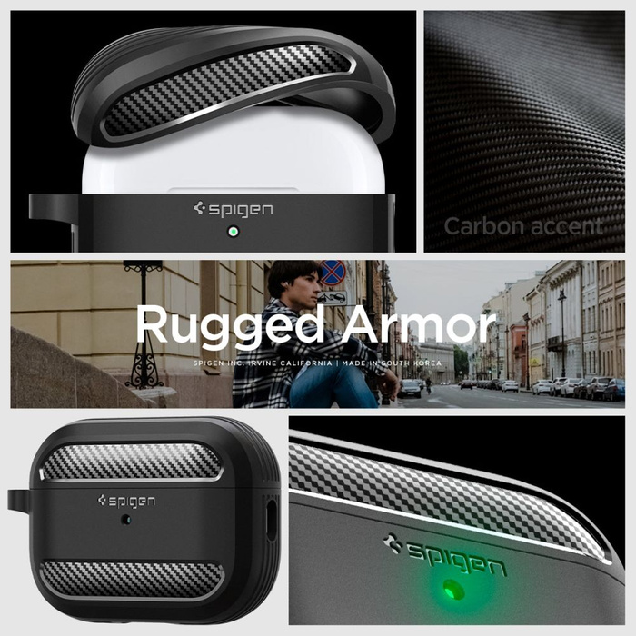 Etui Spigen Rugged Armor Apple Airpods Pro 1 / 2 Matte Black Case