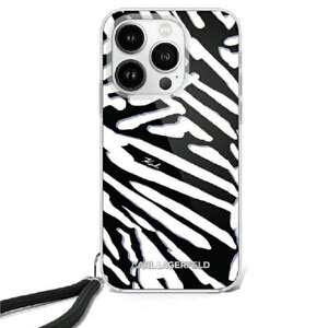 Etui Karl Lagerfeld iPhone 16 Pro 6.3" czarny/black hardcase IML Zebra Pattern & Cord