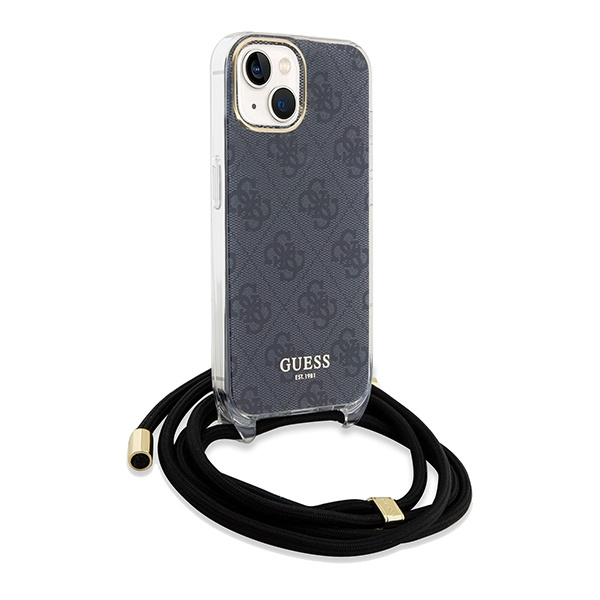 Etui Guess GUHCP15SHC4SEK iPhone 15 / 14 / 13 6.1" czarny/black hardcase Crossbody Cord 4G Print Case