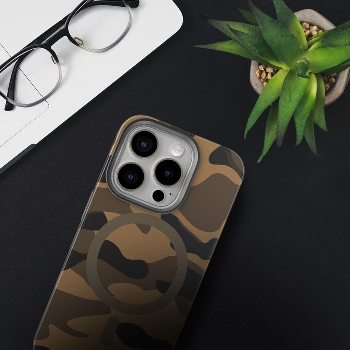 FORCELL F-PROTECT Levels z Dual Layer 4D technology, Miliatry Drop-Test kompatybilny z MagSafe do IPHONE 16 PRO desert camo