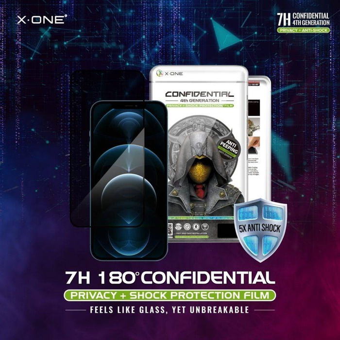 Szkło hartowane X-ONE Extreme Shock Eliminator 4th gen. Privacy - do iPhone 14 Pro Max