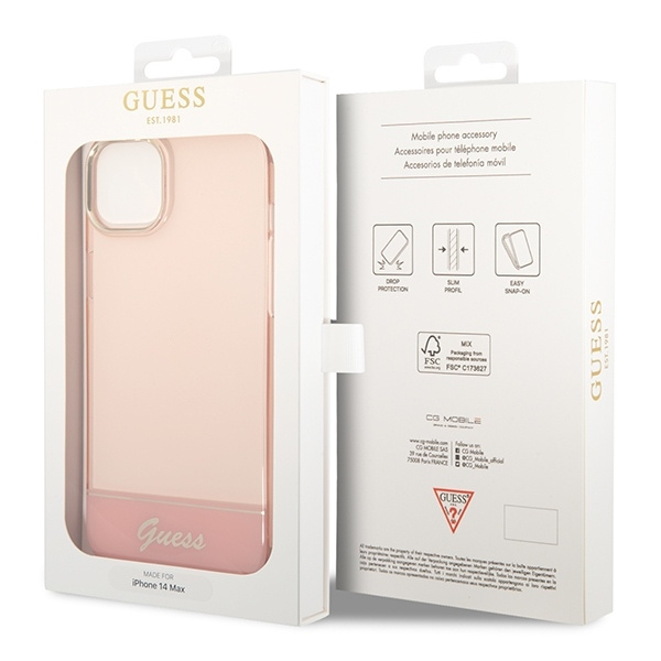 Etui GUESS Apple iPhone 14 Translucent Różowy Hardcase