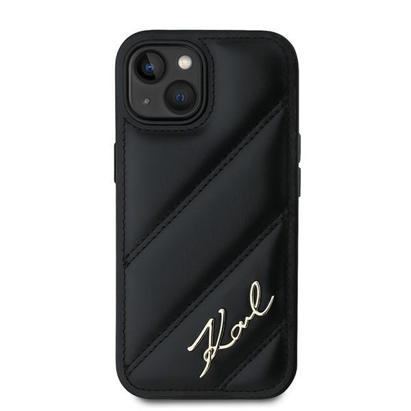 Karl Lagerfeld KLHCP14SPQDSMGK iPhone 14 / 15 / 13 6.1" czarny/black hardcase Diagonal Quilted Script