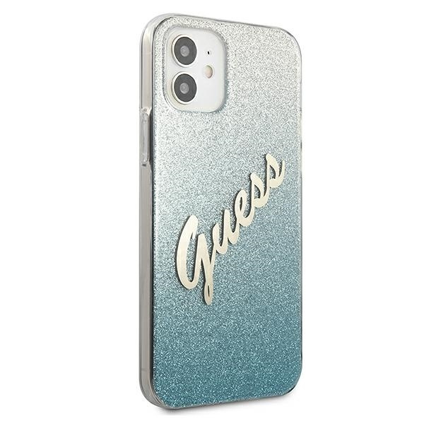 Etui GUESS Apple iPhone 12 Mini Glitter Gradient Script Niebieski Hardcase