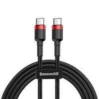 [PO ZWROCIE] Baseus Cafule Cable wytrzymały nylonowy kabel przewód USB-C PD / USB-C PD PD2.0 60W 20V 3A QC3.0 2M czarno-czerwony (CATKLF-H91)