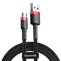 [PO ZWROCIE] Baseus Cafule Cable wytrzymały nylonowy kabel przewód USB / micro USB QC3.0 1.5A 2M czarno-czerwony (CAMKLF-C91)