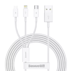 [PO ZWROCIE] Baseus Superior 3w1 kabel USB - Lightning / USB Typ C / micro USB 3,5 A 1,5 m Biały (CAMLTYS-02)