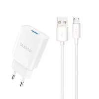 [PO ZWROCIE] Dudao ładowarka sieciowa EU USB 5V/2.4A QC3.0 Quick Charge 3.0 + kabel przewód micro USB biały (A3EU + Micro white)