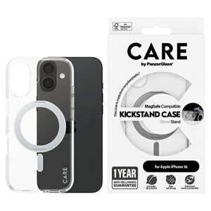 CARE by PanzerGlass Feature Kickstand Case iPhone 16 6.1" srebrny/silver MagSafe 1325