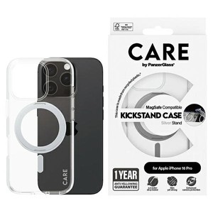 CARE by PanzerGlass Feature Kickstand Case iPhone 16 Pro 6.3" srebrny/silver MagSafe 1326