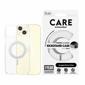 CARE by PanzerGlass Kickstand Case iPhone 15 Pro Max 6,7" MagSafe srebrny/silver 1415