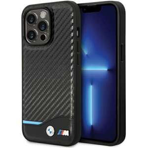 Etui BMW BMHCP13X22NBCK iPhone 13 Pro Max 6.7" czarny/black hardcase Leather Carbon